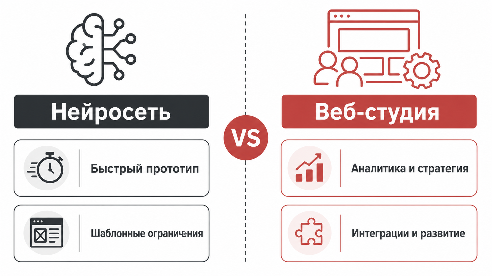 Сравнение нейросети и веб-студии